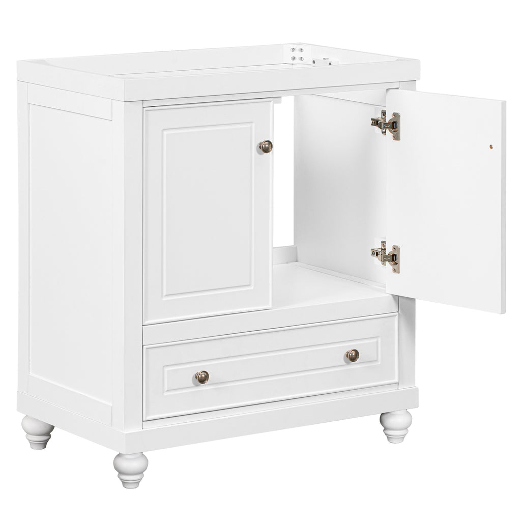 Leoglint 30" Bathroom Vanity without Sink, Base Only, Cabinet with Doors and Drawer, Solid Frame and MDF Board, White