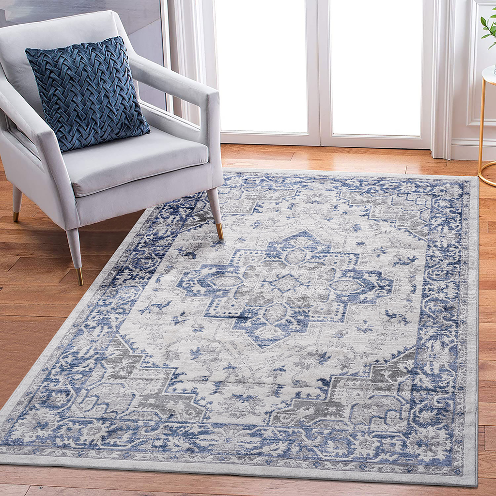 Leoglint 6X9 Blue/Grey/Oriental Non-Shedding Living Room Bedroom Dining Home Office Stylish and Stain Resistant Area Rug