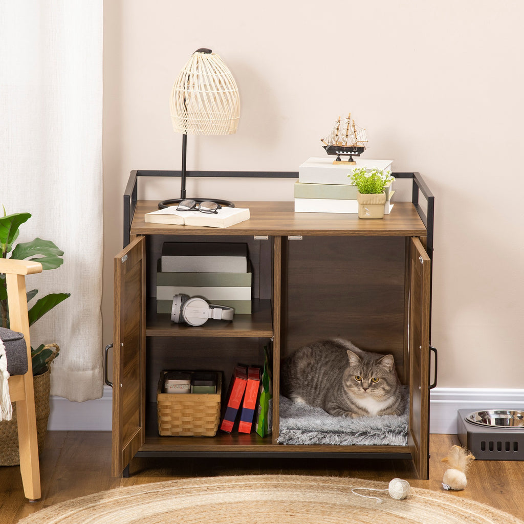 Leoglint Shelved Hidden Litter Box Enclosure with Spacious Top and Interior, Large Cat Litter House End Table for Indoor Cats with Hidden Storage Cabinet Space