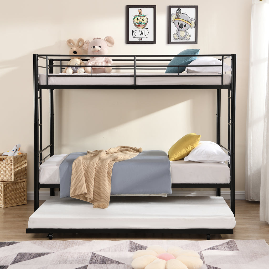 Leoglint METAL Bunk Bed Frame with trundle  Black