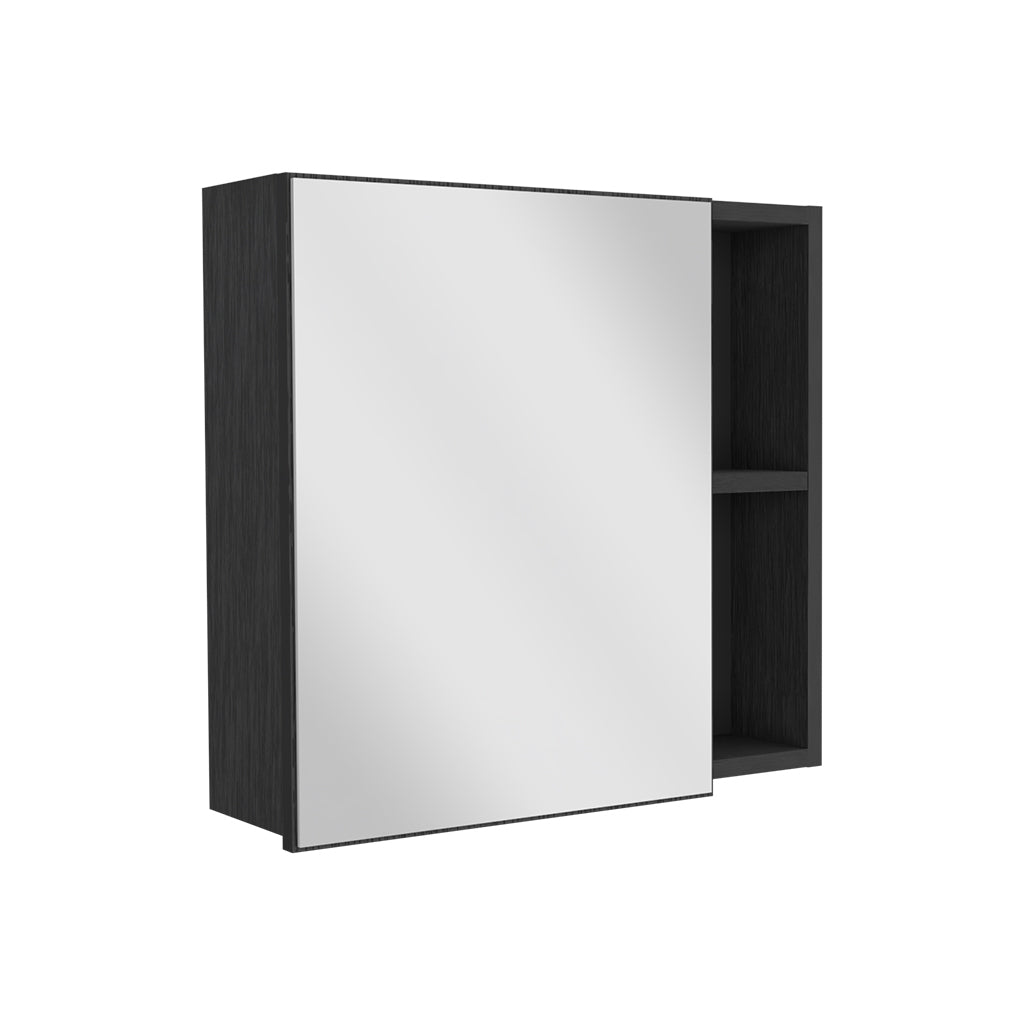 Leoglint Medicine Cabinet Viking, Three Internal Shelves, Single Door, Two External Shelves, Black Wengue Finish