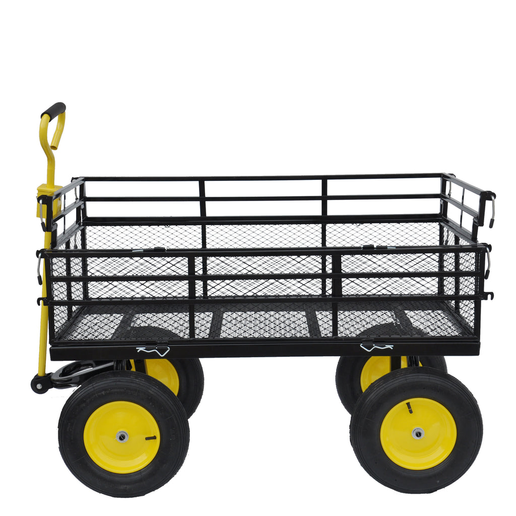 Leoglint Big Wagon Cart Garden cart trucks make it easier to transport firewood Yellow+BlackB