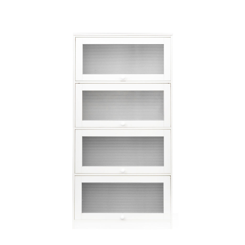 Leoglint Bookcase Contemporary Closed Back Glass Doors Office Storage Cabinet Floor-to-Ceiling Low Cabinet Bookcase Against Wall Dustproof Bookshelf