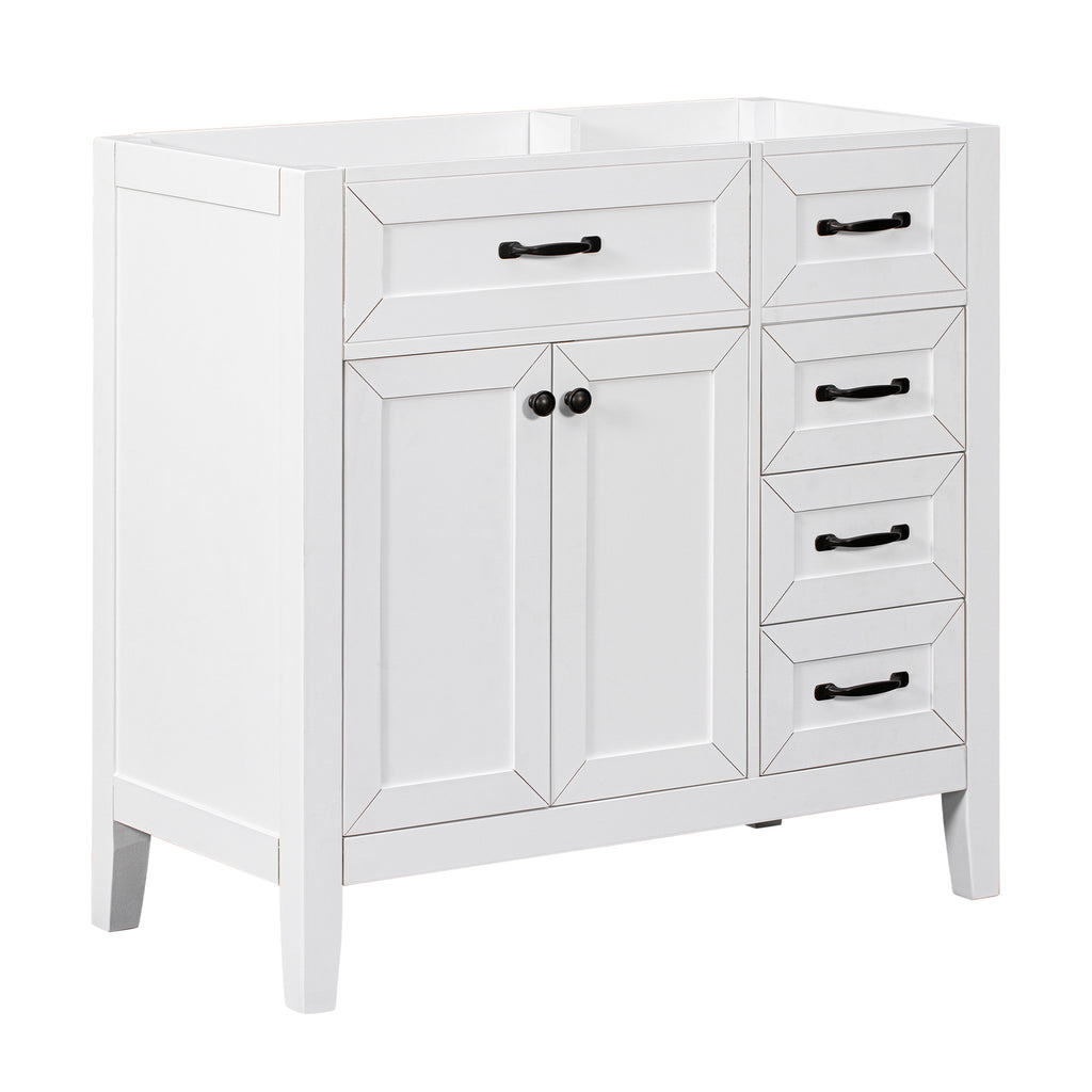 Leoglint 36" Bathroom Vanity without Sink, Cabinet Base Only, Bathroom Cabinet with Drawers, Solid Frame and MDF Board, White