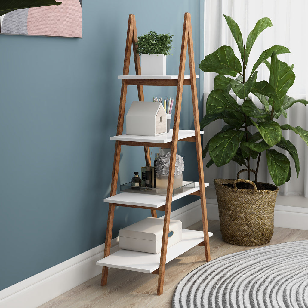 Leoglint Solid bamboo wood oxford “A”frame ladder display bookshelf