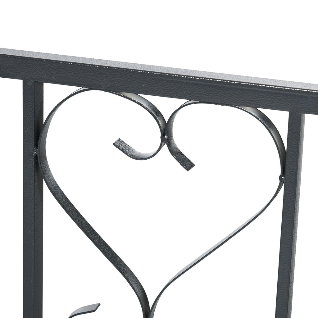 Leoglint 81" Metal Garden Trellis Arbor with Double Doors, Locking Gate, Climbing Vine Frame with Heart Motifs, Arch for Wedding, Bridal Party Decoration, Grey