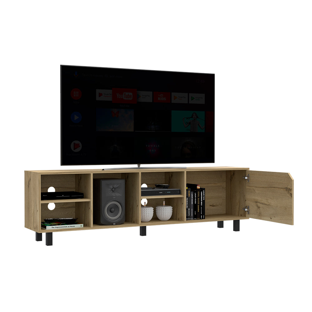 Leoglint TV Stand for TV´s up 70" Estocolmo, Four Open Shelves, Light Oak Finish