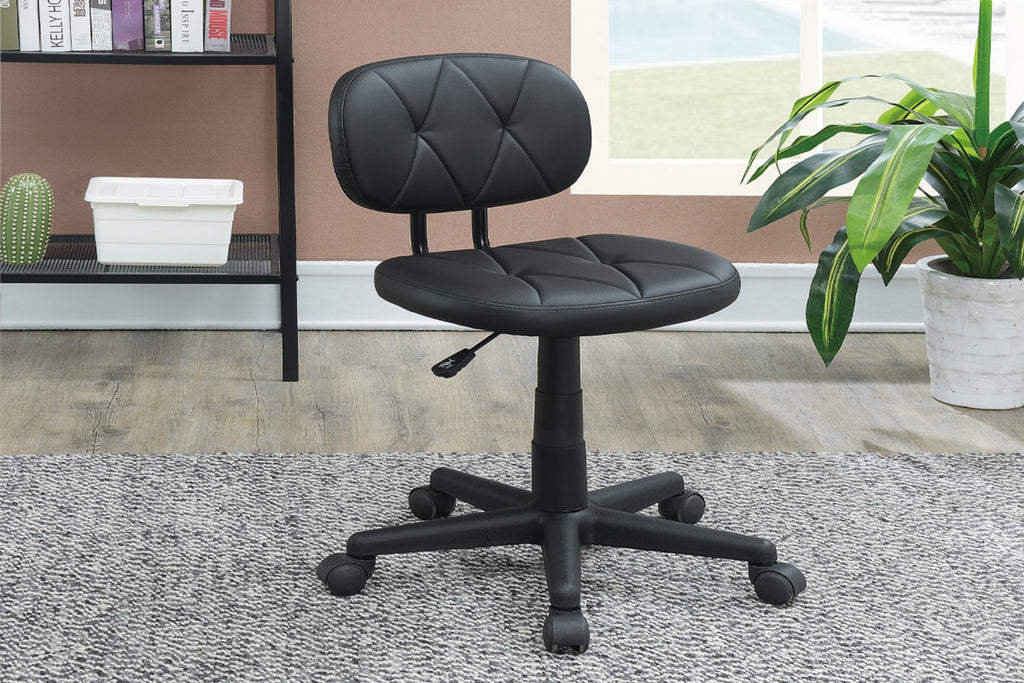 Leoglint Modern 1pc Office Chair Black Tufted Design Upholstered Chairs with wheels