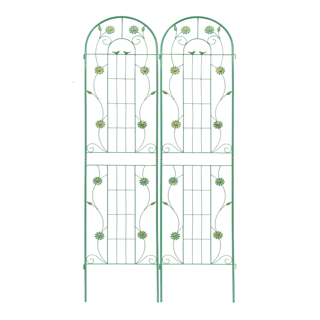 Leoglint 2 Pack Metal Garden Trellis 86.7" x 19.7" Rustproof Trellis for Climbing Plants Outdoor Flower Support Green