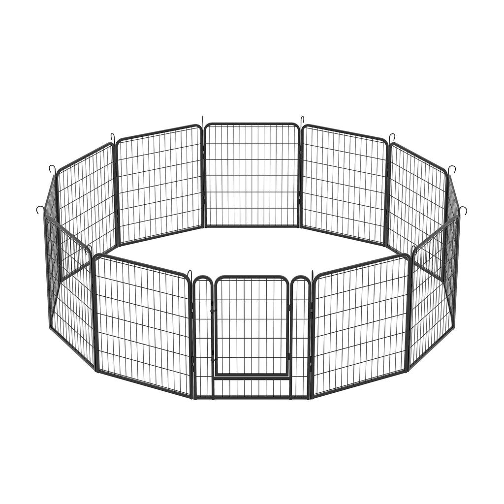 Leoglint 12 Panels Heavy Duty Metal Playpen with door,31.7"H Dog Fence Pet Exercise Pen for Outdoor