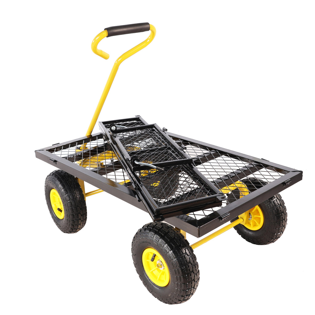 Leoglint Wagon Cart Garden cart trucks make it easier to transport firewood Yellow+Black