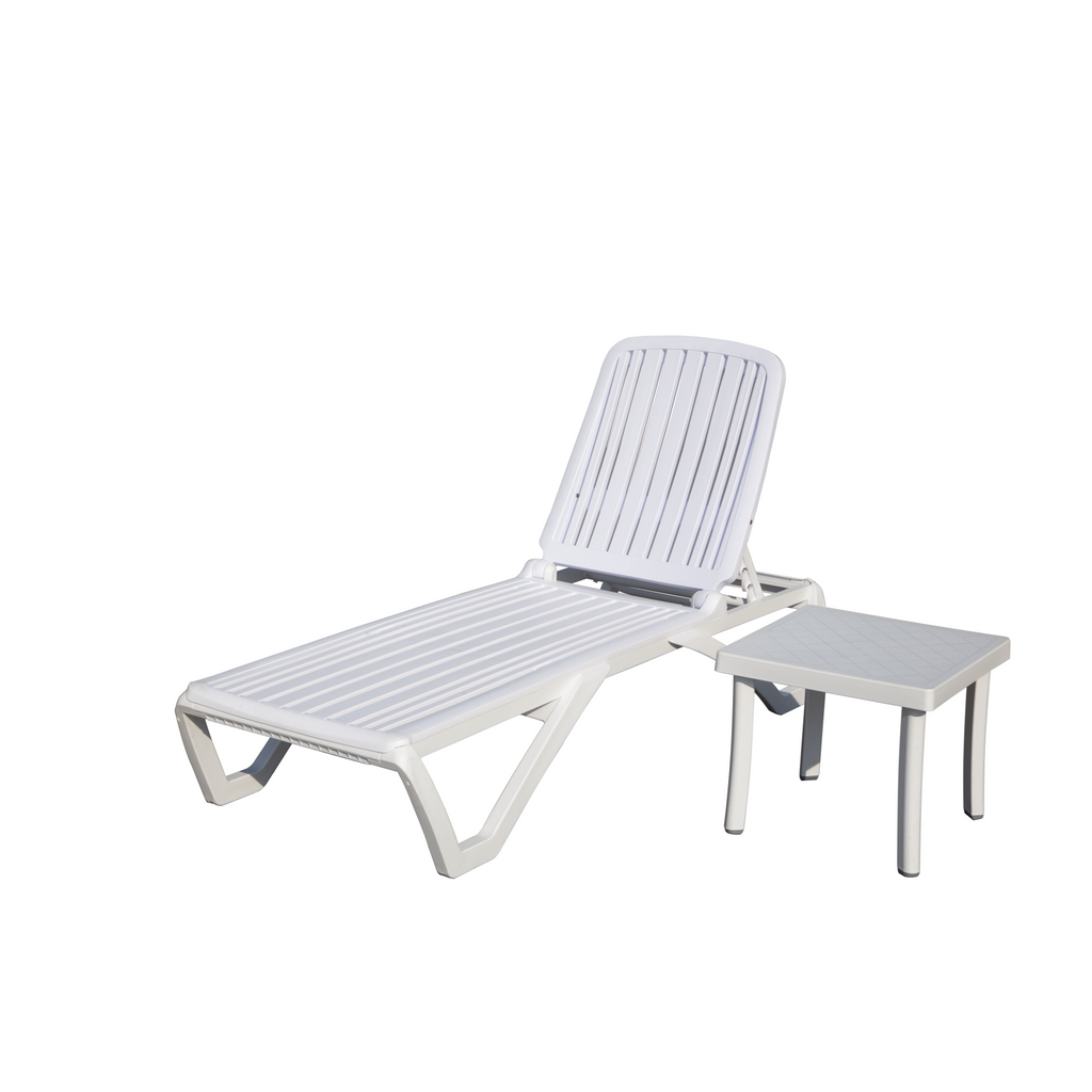 Leoglint  Chaise Lounge, Pool Lounge Outdoor Chair Plastic Adjustable Recliner in-Pool Lounger Tanning Lounge Chair with Table for in-Pool, Beach, Poolside, Lawn, White