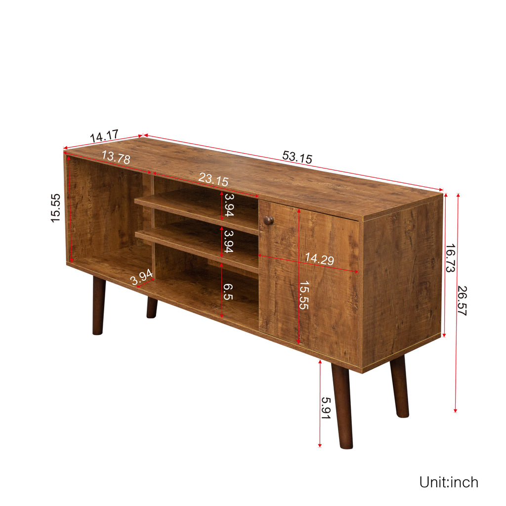 Leoglint TV Stand Use in Living Room Furniture with 1 storage and 2 shelves Cabinet, high quality particle board,Walnut