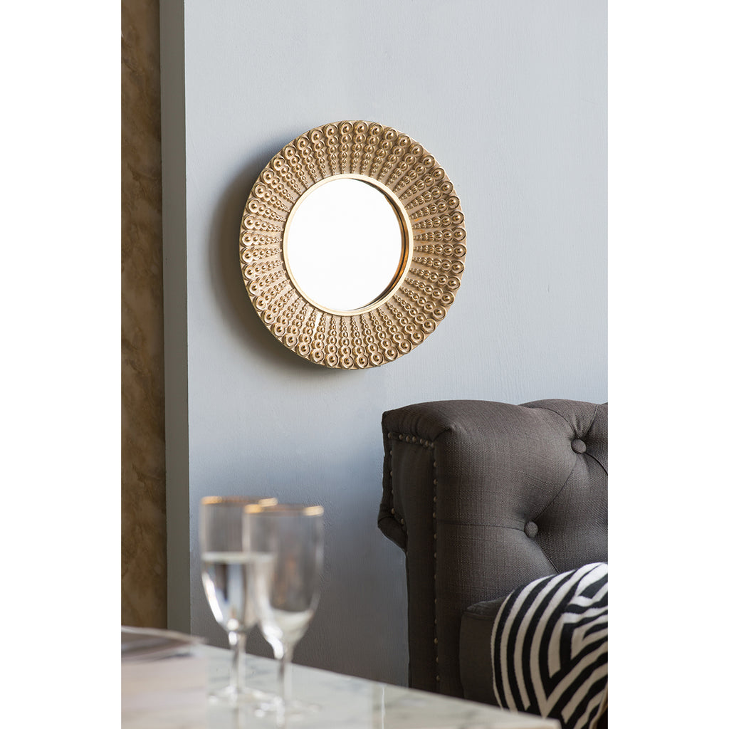 Leoglint 18.5" Transitional Beaded Sunburst Mirror, Round Accent Wall Mirror for Living Room, Entryway, Bathroom, Office, Foyer