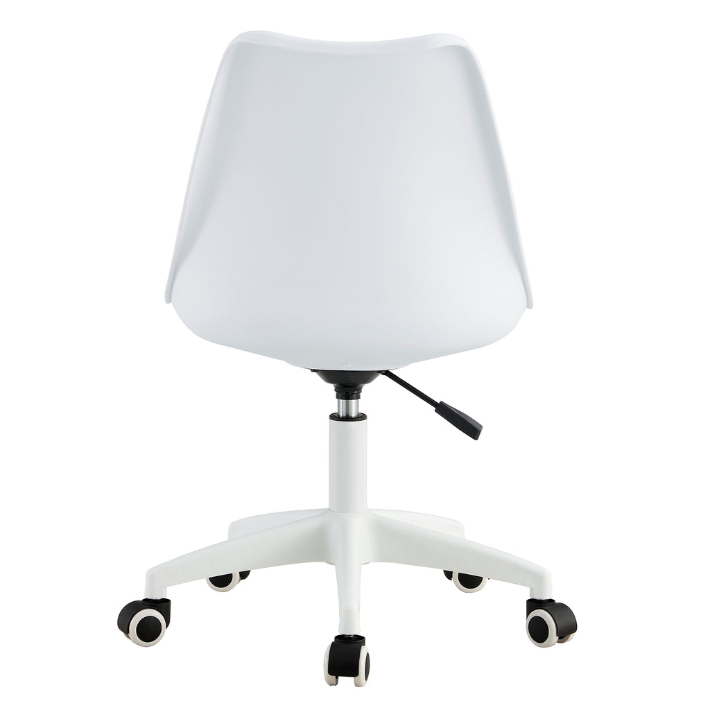 Leoglint Modern Home Office Chairs, Adjustable 360 °Swivel  Chair Engineering  Plastic Armless Swivel Computer  Chair With Wheels for Living Room, Bed Room Office Hotel Dining Room and White.