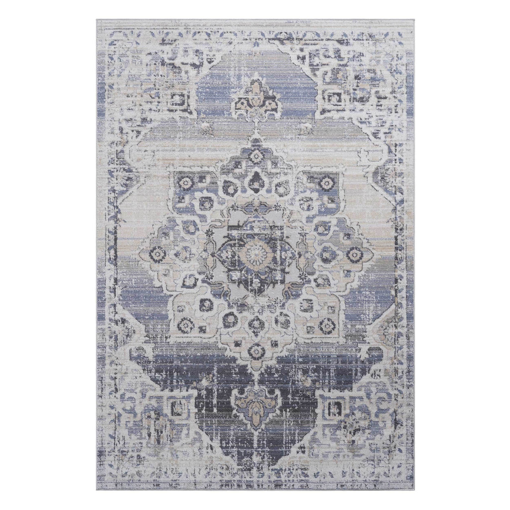 Leoglint 8X10 Cream/Blue /Medallion Non-Shedding Living Room Bedroom Dining Home Office Stylish and Stain Resistant Area Rug