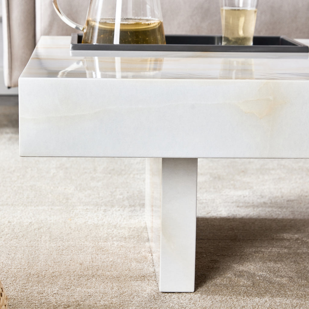 Leoglint A modern and practical coffee table with imitation marble patterns, made of MDF material. The fusion of elegance and natural fashion 47.2"* 23.6"* 12 "