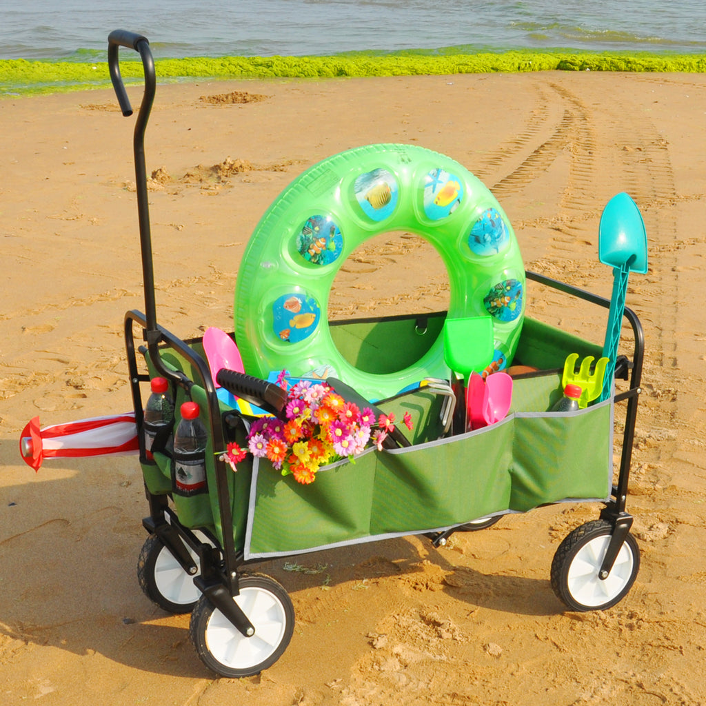 Leoglint Garden cart Folding Wagon Garden Shopping Beach Cart (Green)