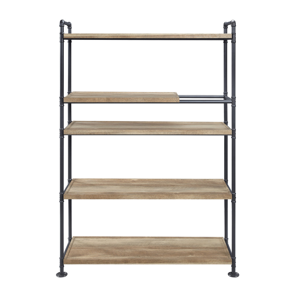 Leoglint ACME Brantley Bookshelf w/5 Shelves in Oak & Sandy Black Finish AC00758