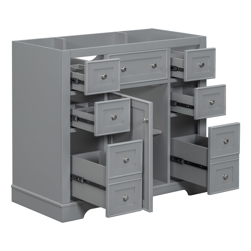 Leoglint 36" Bathroom Vanity without Sink, Cabinet Base Only, One Cabinet and Six Drawers, Grey