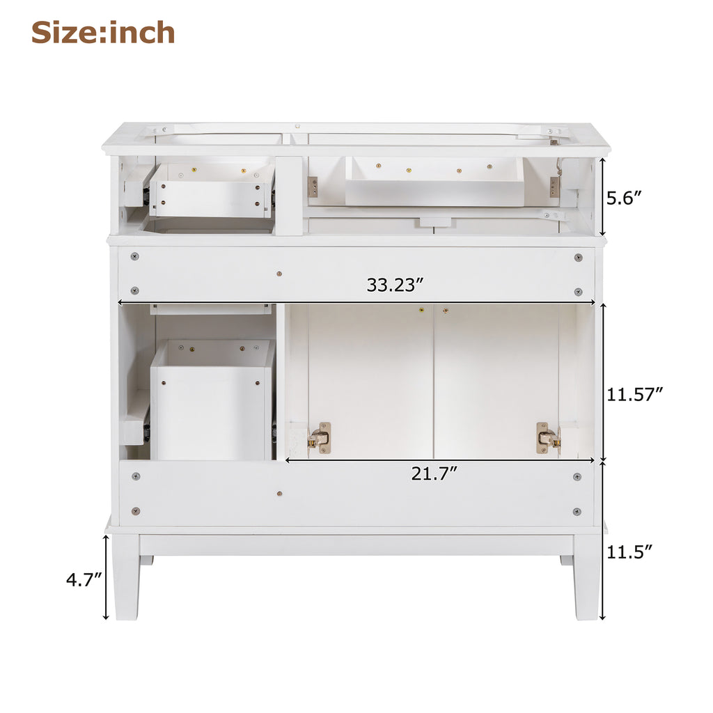 Leoglint [Cabinet Only] 36" White Modern Bathroom Vanity(Sink not included)