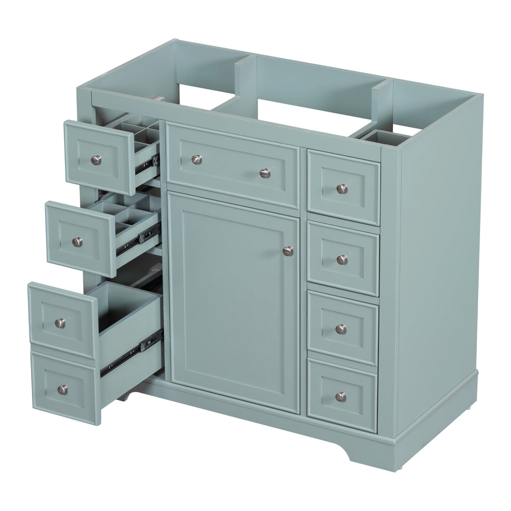 Leoglint 36" Bathroom Vanity without Sink, Cabinet Base Only, One Cabinet and Six Drawers, Green