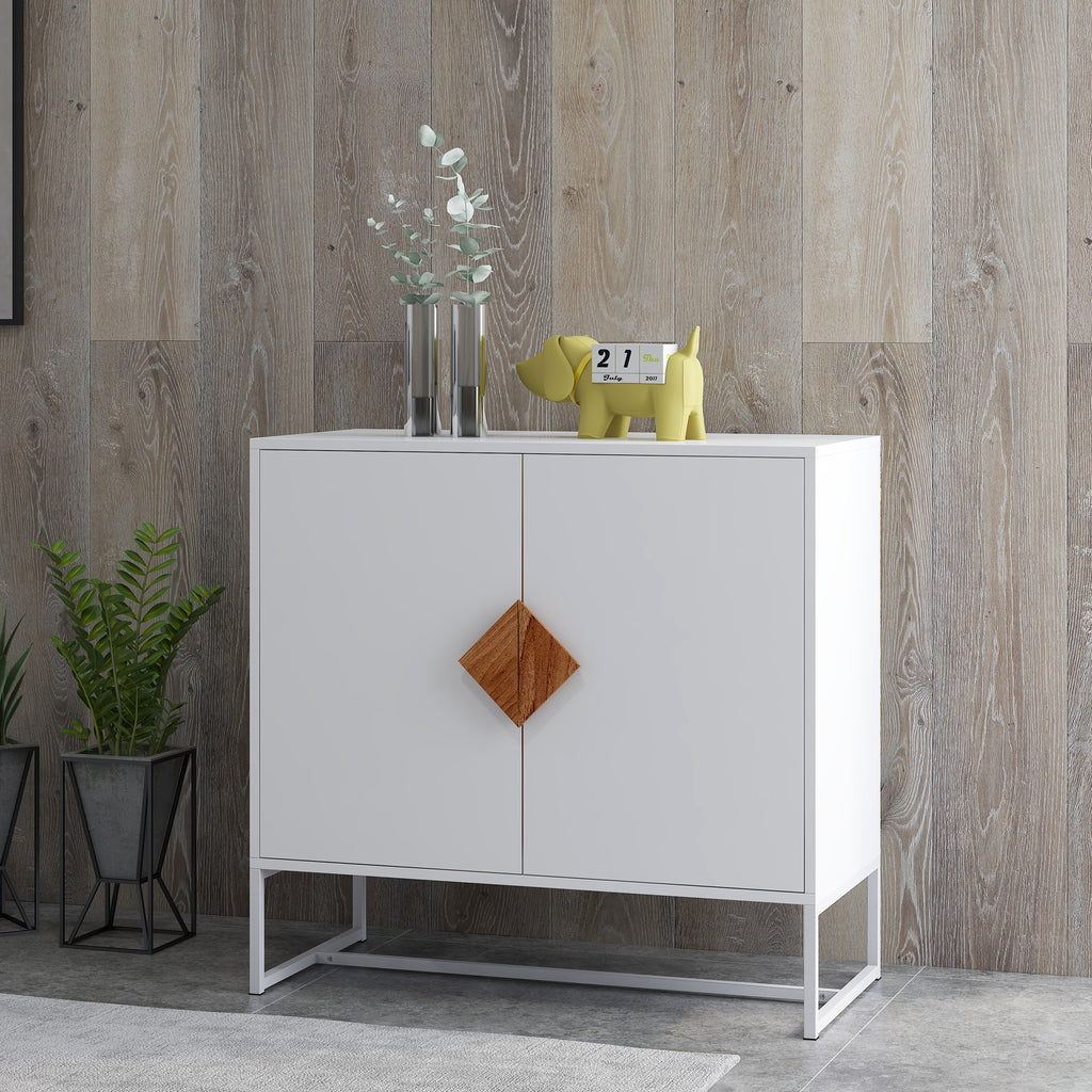 Leoglint Solid wood square shape handle 2 doors sideboard