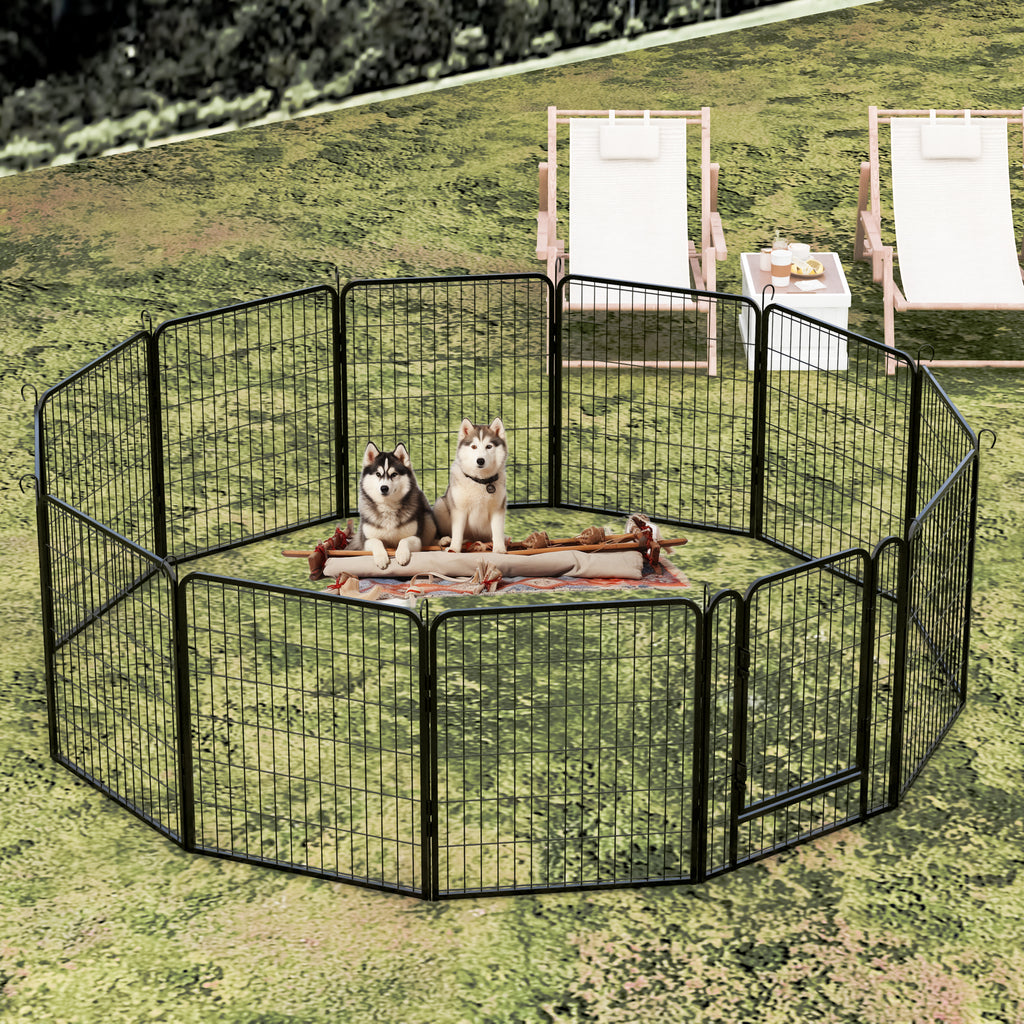 Leoglint 12 Panels Heavy Duty Metal Playpen with door,31.7"H Dog Fence Pet Exercise Pen for Outdoor