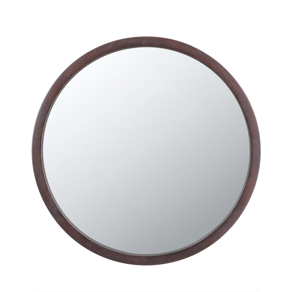 Leoglint 20" x 20" Circle Wall Mirror with Wooden Frame and Walnut Finish,Wall Mirror for Living Room Dining Room