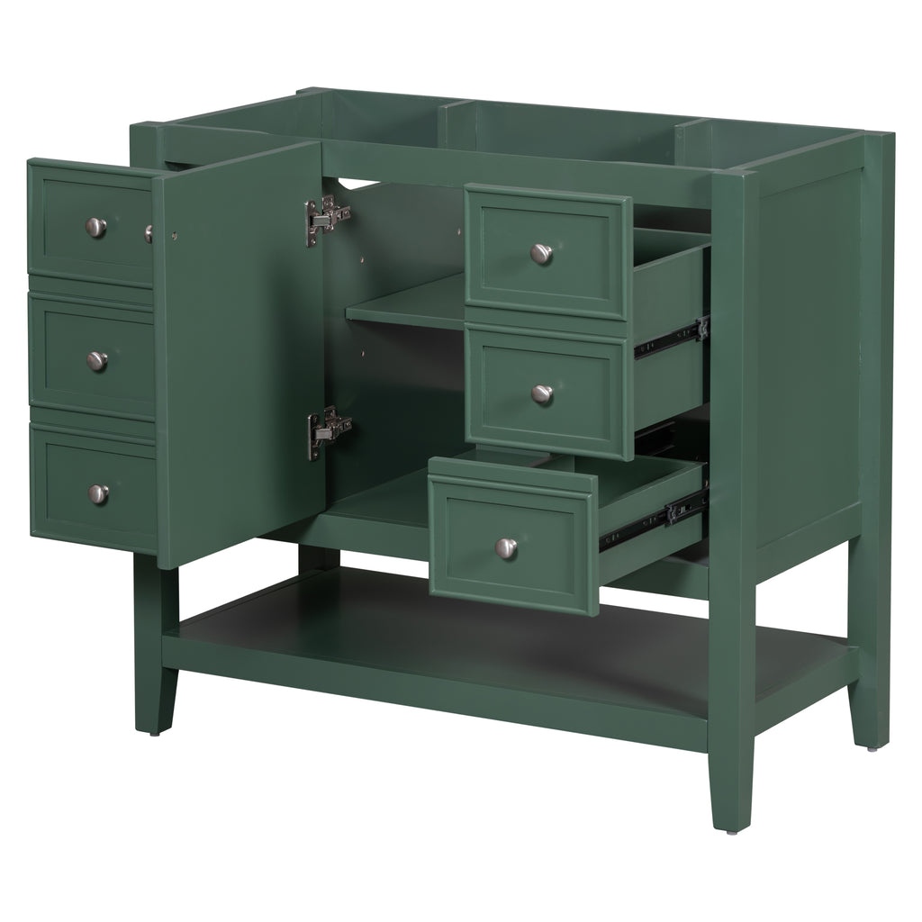 Leoglint 36" Bathroom Vanity without Sink, Cabinet Base Only, One Cabinet and three Drawers, Green