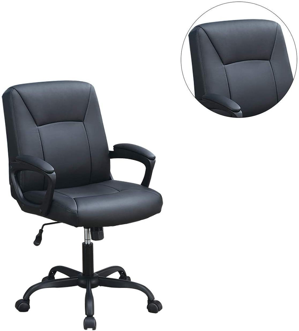 Leoglint Relax Cushioned Office Chair 1pc Black Upholstered Seat back Adjustable Chair Comfort