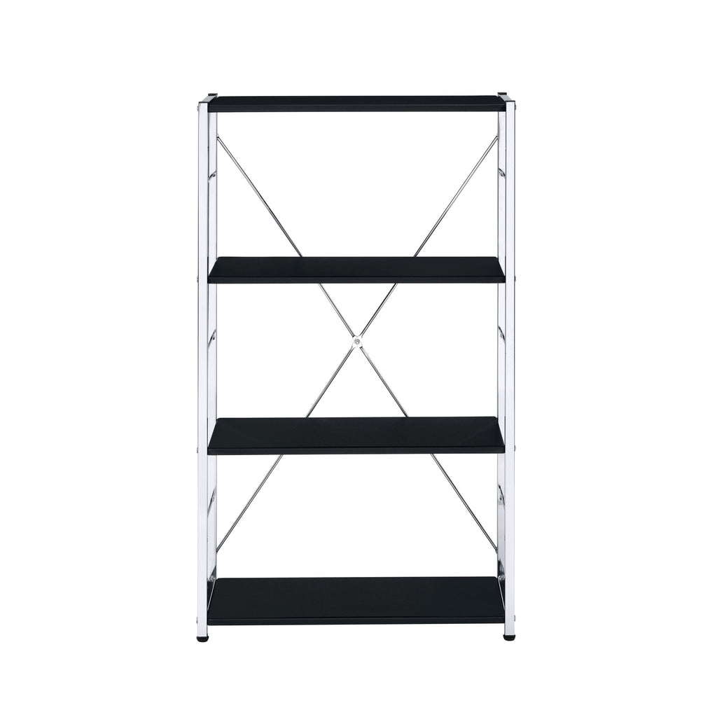 Leoglint ACME Tennos Bookshelf, Black & Chrome Finish 93197