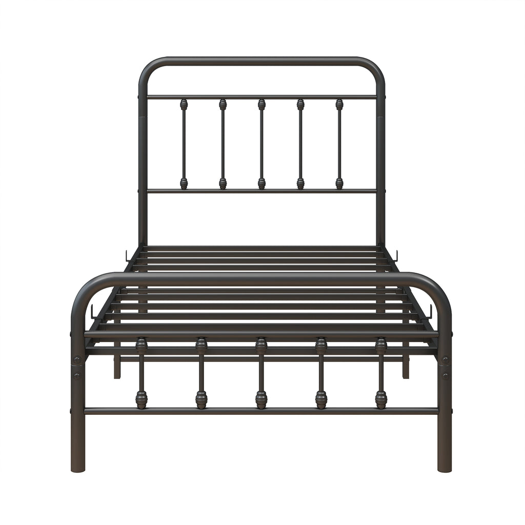 Metal Platform Bed Frame with Headboard No Box Spring Needed Twin BLACK