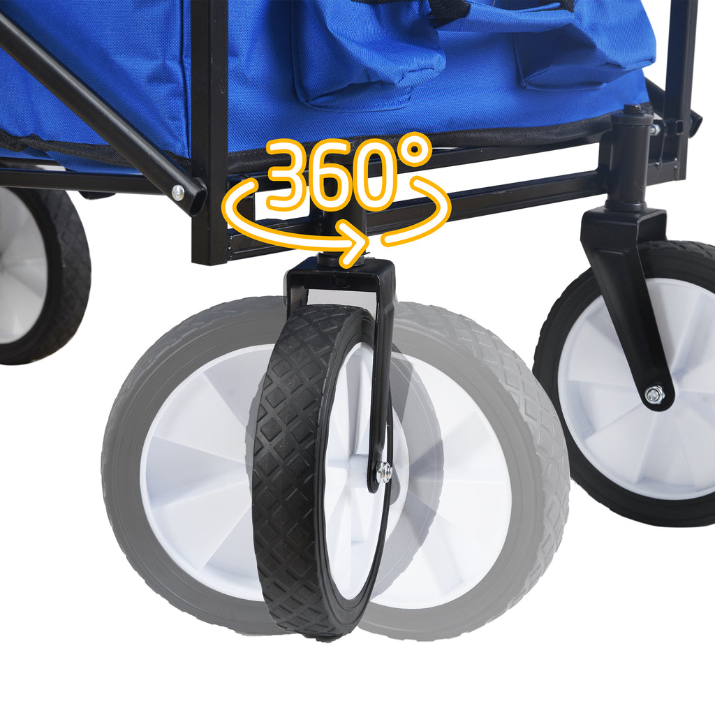 Leoglint Garden cart Folding Wagon Garden Shopping Beach Cart (Blue)