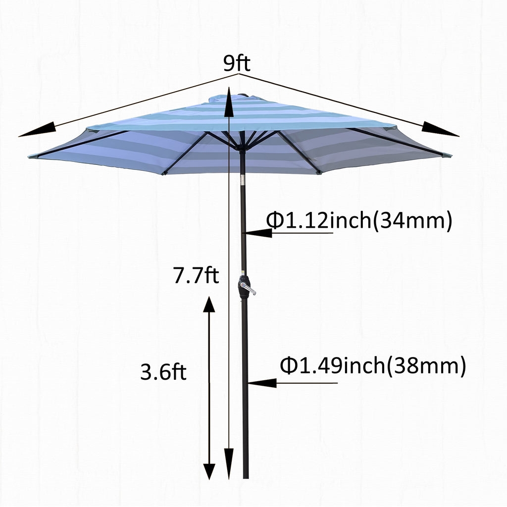 Leoglint 9FT OUTDOOR UMBRELLA Ice Blue Stripe