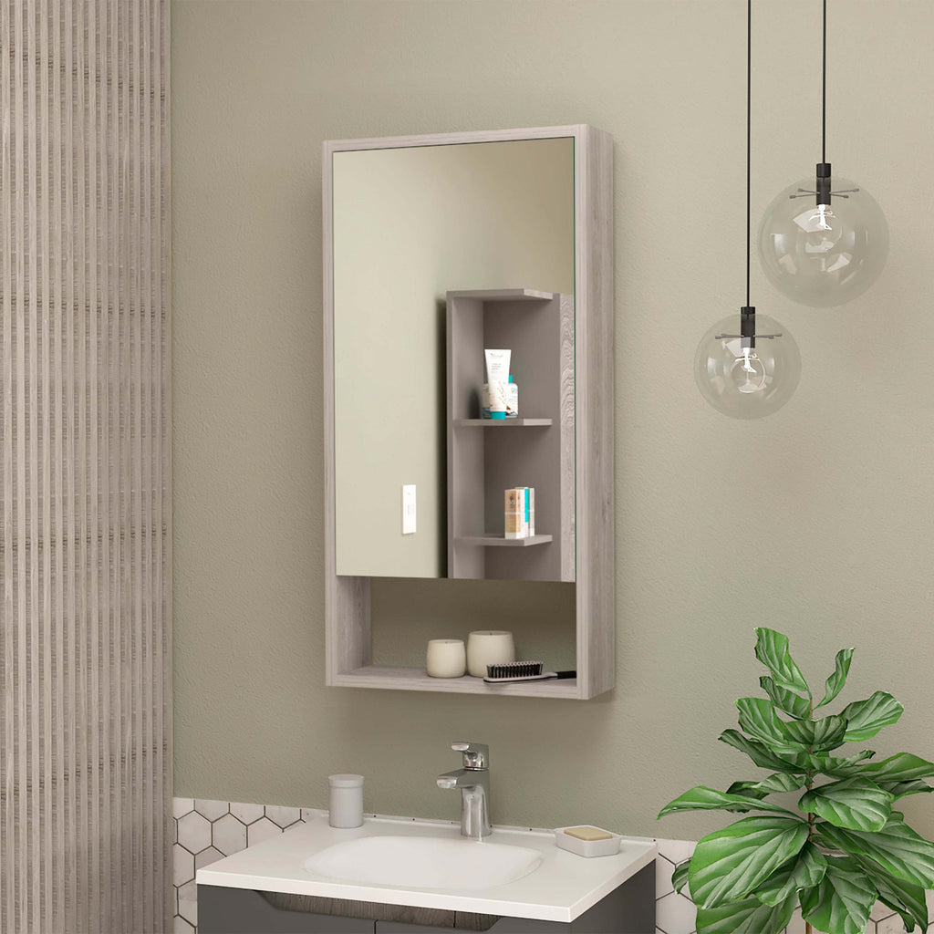 Leoglint Modesto Medicine Cabinet, One Open Shelf, Mirrored Cabinet With Two Interior Shelves