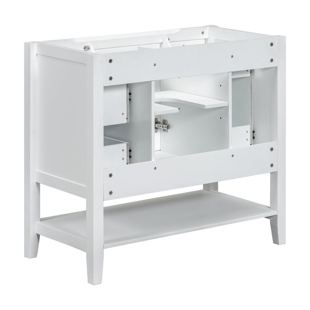 Leoglint 36" Bathroom Vanity without Sink, Cabinet Base Only, One Cabinet and three Drawers, White