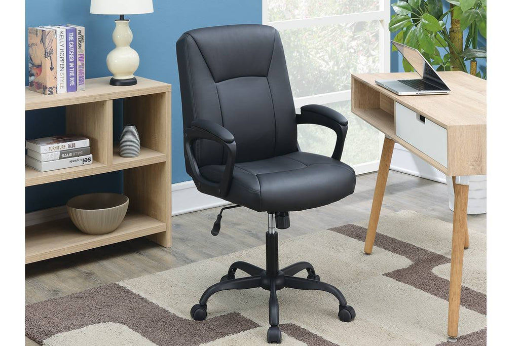 Leoglint Relax Cushioned Office Chair 1pc Black Upholstered Seat back Adjustable Chair Comfort