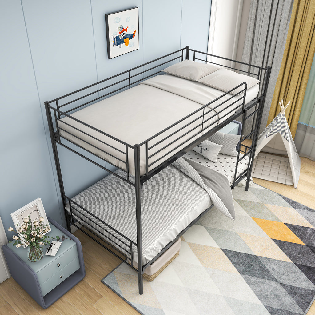 Leoglint Twin over Twin Bunk Bed Frame, Metal Frame with Ladder