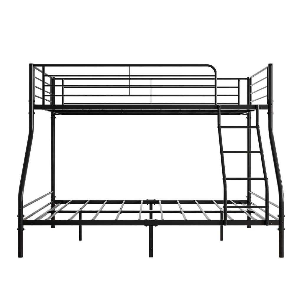 Leoglint Heavy Duty Twin-Over-Full Metal Bunk Bed, Easy Assembly with Enhanced Upper-Level Guardrail, Black