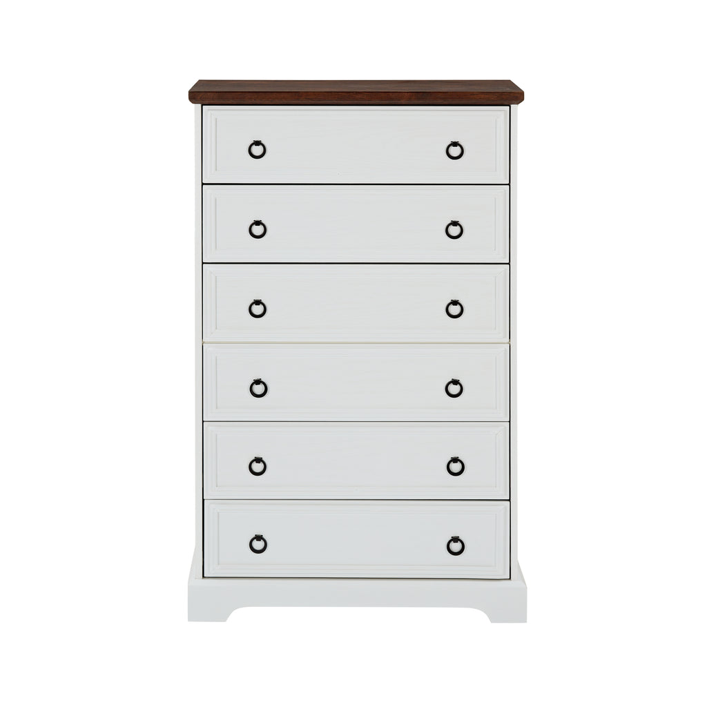 Leoglint Modern 6 Drawer Dresser,Drawer Chest,Dressers for Bedroom, Tall Chest of Drawers Closet Organizers & Storage Clothes - Easy Pull Handle, Textured Borders Living Room, Hallway,L 29.53''*W15.75''*H48.03''White