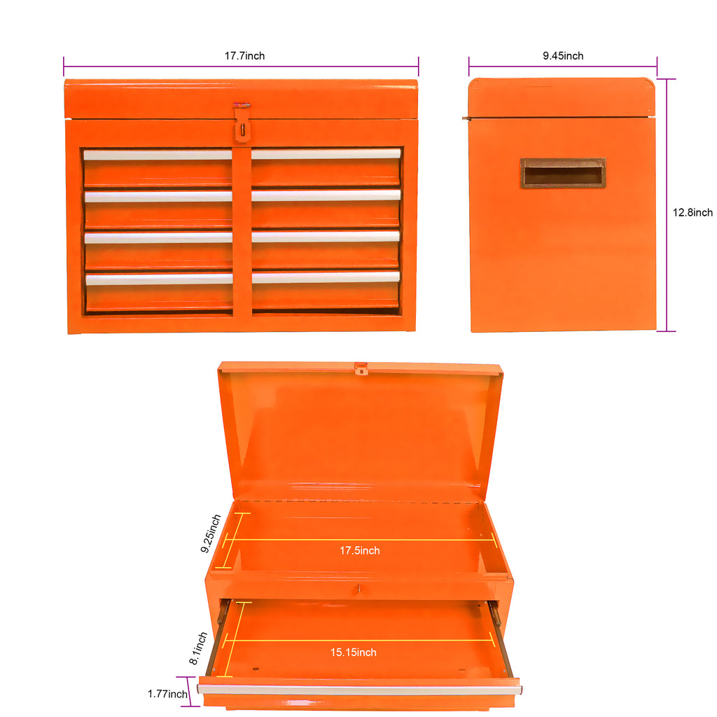 Leoglint Detachable 5 Drawer Tool Chest with Bottom Cabinet and One Adjustable Shelf--Orange