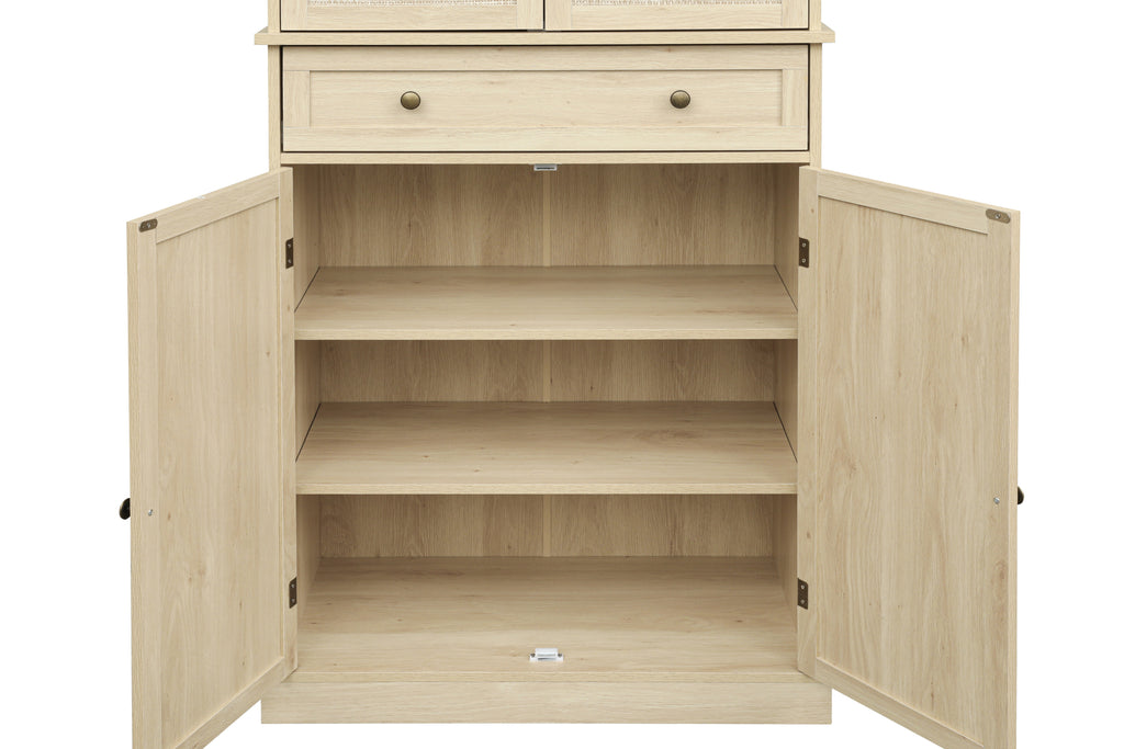 Leoglint Sideboard 4 Door Cabinet with 1 Drawer, with 4 Adjustable Inner Shelves, Storage Cabinet