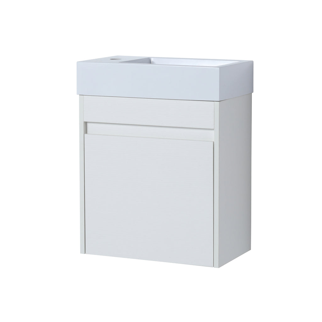 Leoglint 18'' Floating Wall-Mounted Bathroom Vanity with White Resin Sink & Soft-Close Cabinet Door