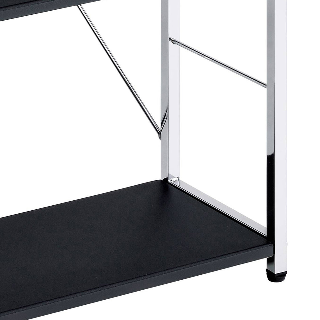 Leoglint Black and Chrome 4-Tier Rectangular Bookshelf