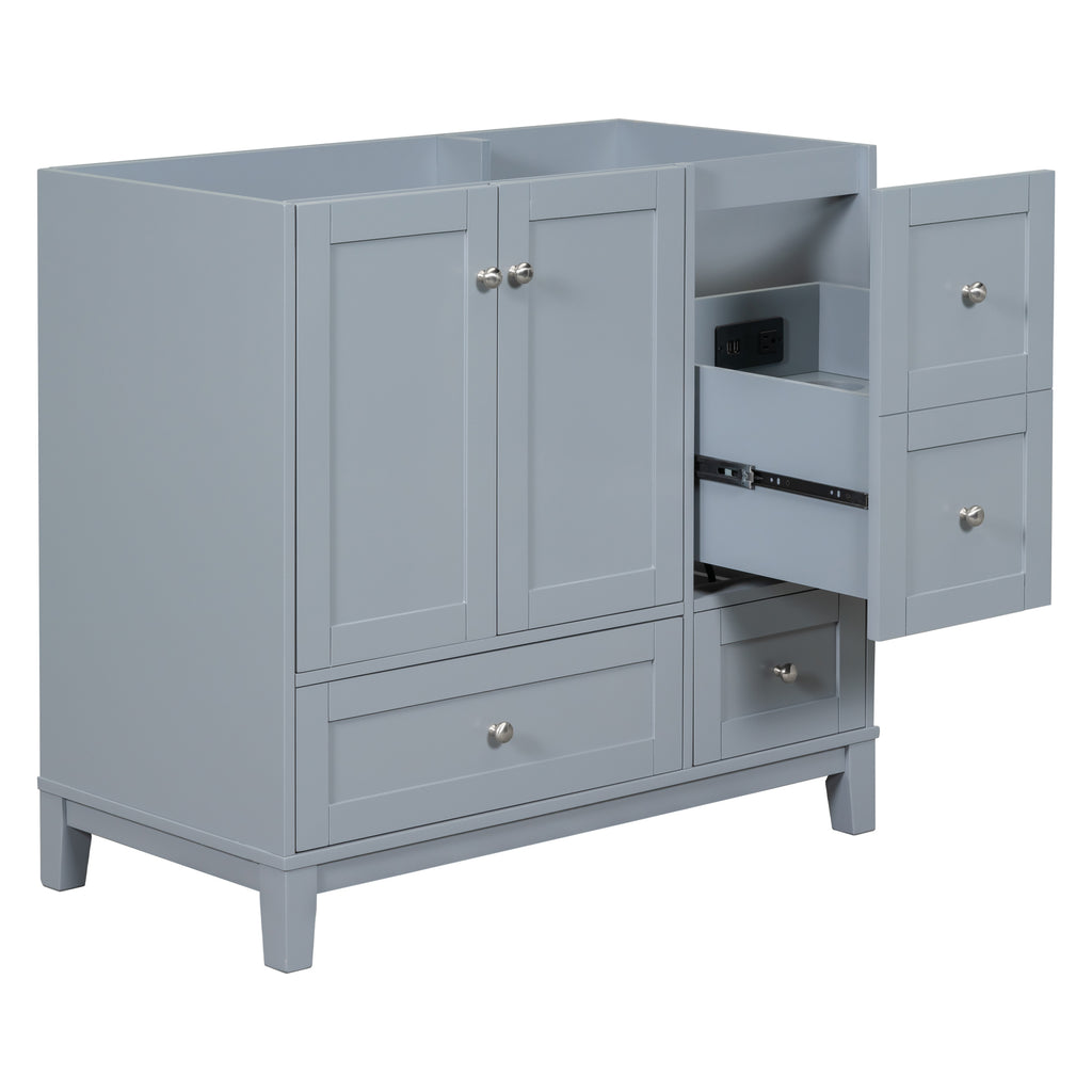 Leoglint [Cabinet Only] 36" Bathroom Vanity-Grey Blue(Sink not included)