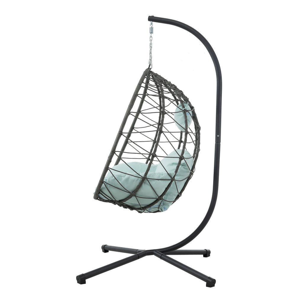 Leoglint Egg Outdoor Chair with Stand Indoor Outdoor Swing Chair Patio Wicker Hanging Egg Chair Hanging Basket Chair with Stand for Bedroom Living Room Balcony