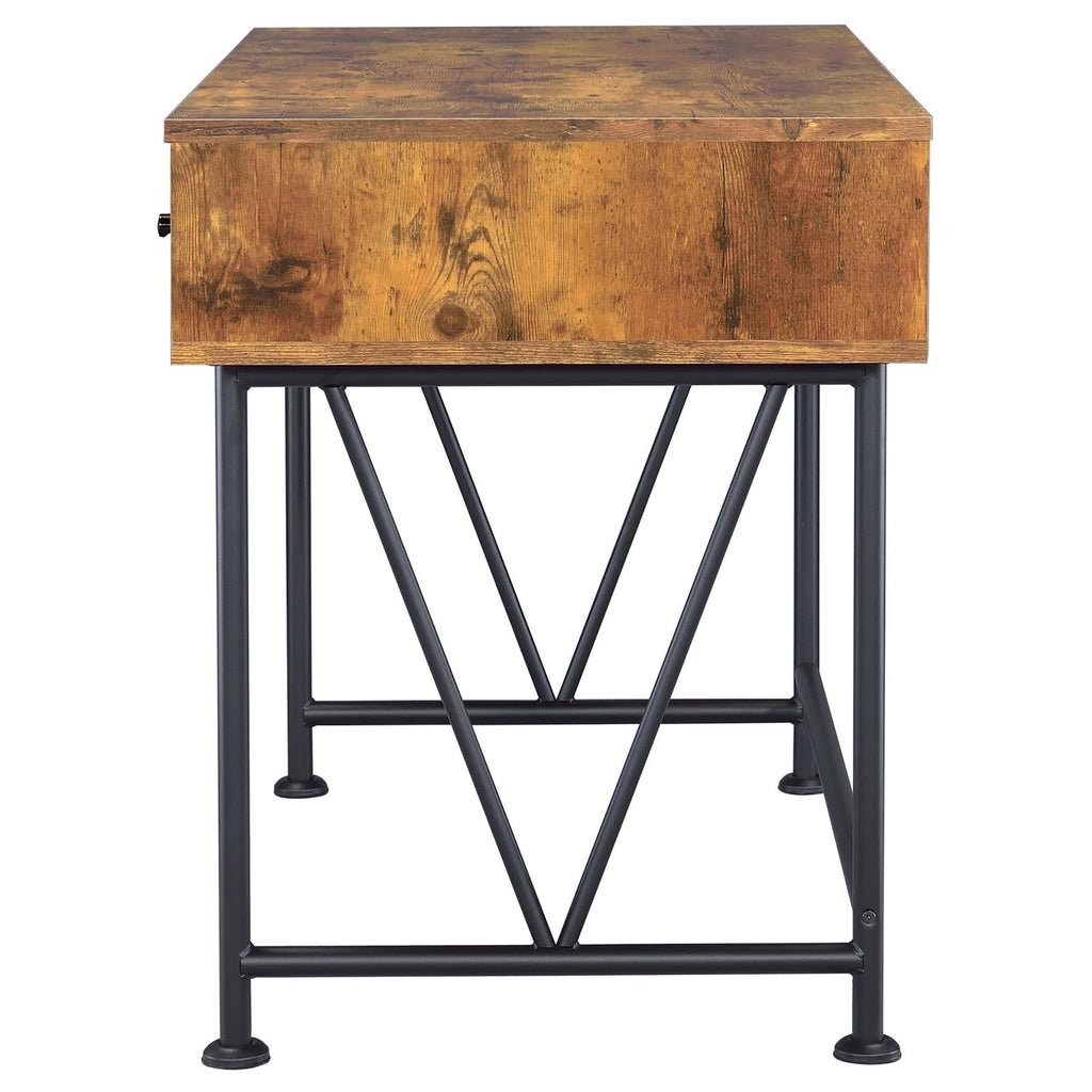 Leoglint Antique Nutmeg and Black 3-drawer Writing Office Desk