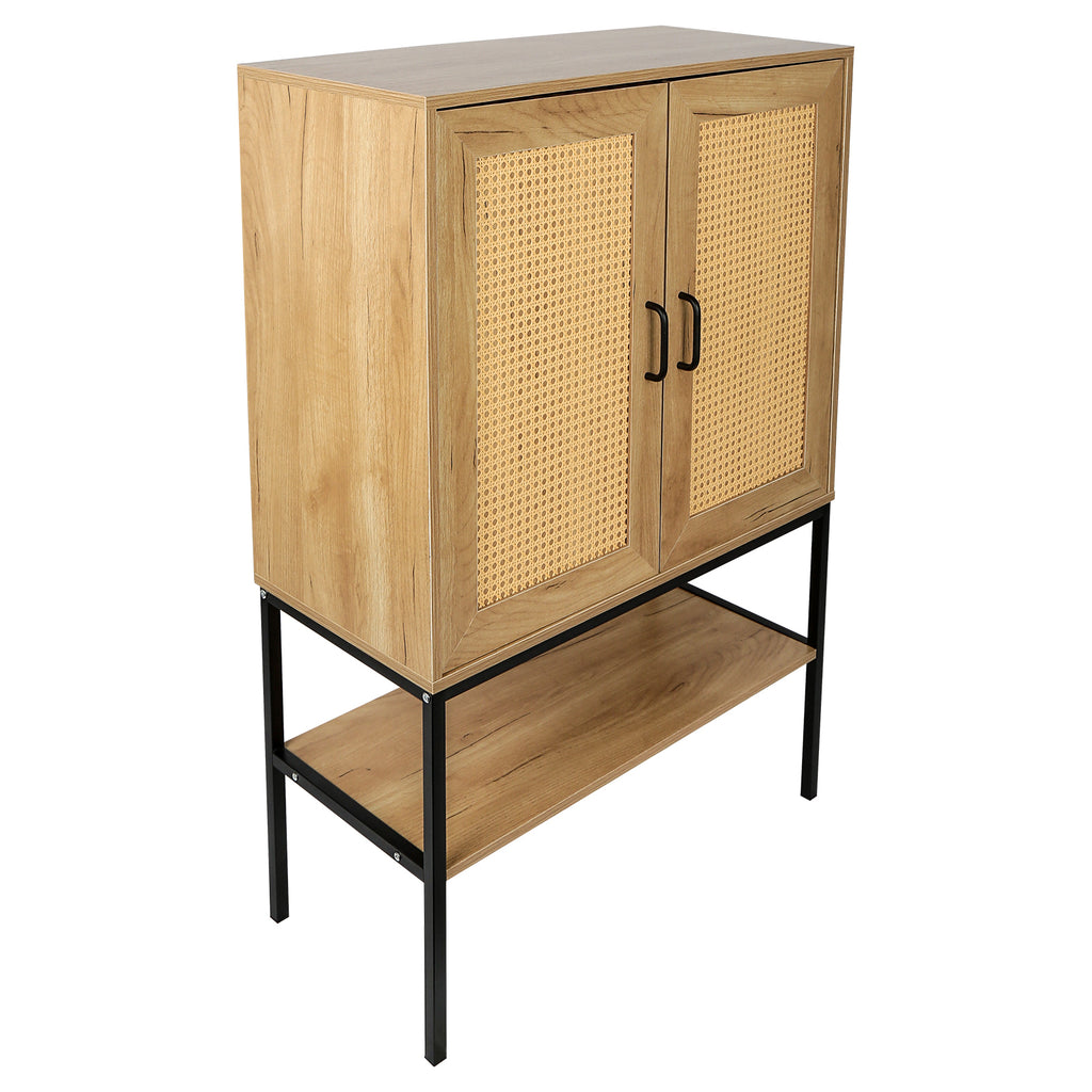 Leoglint 31.5 inch Wide 2 Rattan Doors Free Standing Sideboard  Storage Cabinet with One Open Bottom Shelf for  Kitchen Dinning Room Living Room, Natural Color