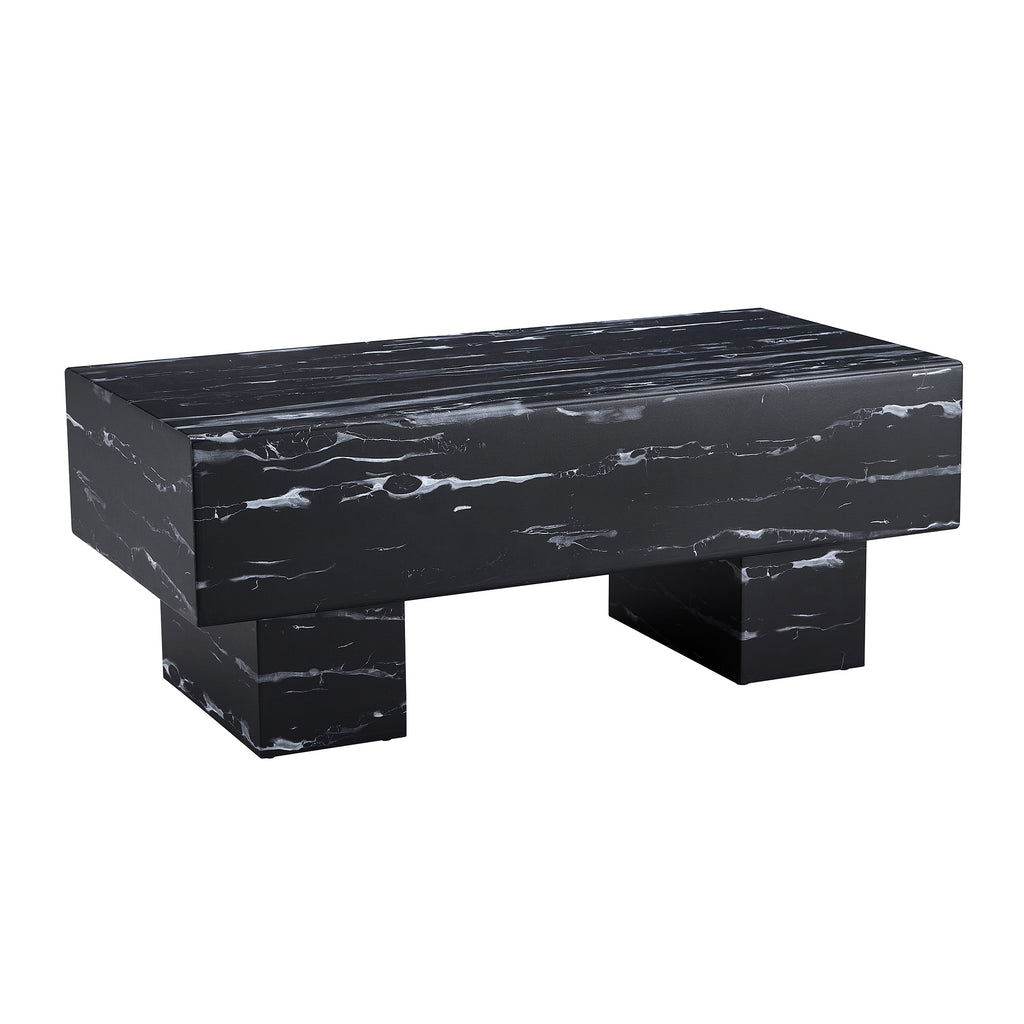 Leoglint The black coffee table has patterns. Modern rectangular table, suitable for living rooms and apartments. 43.3"*21.6"*17.2"